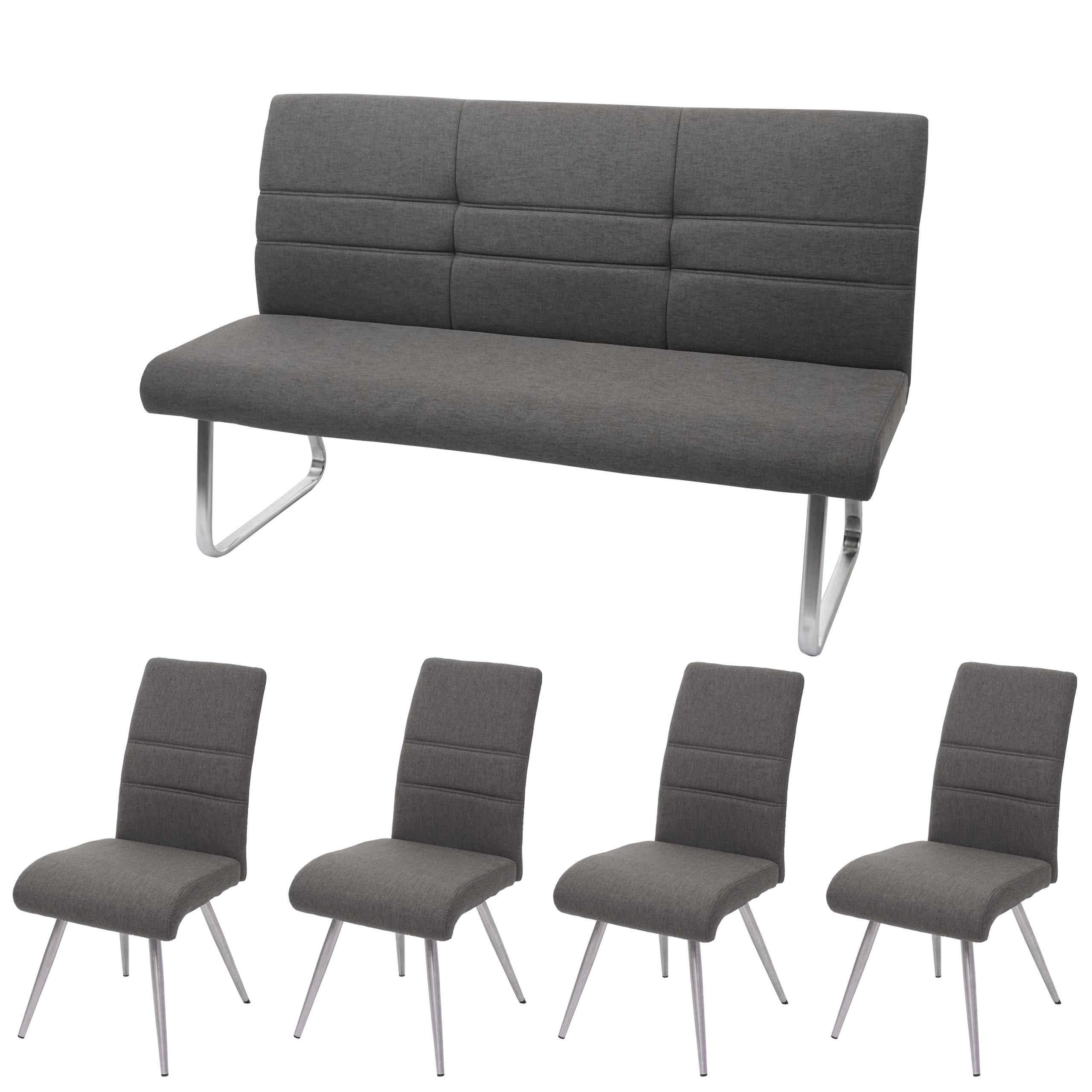 ESSZIMMER-SET Grau 4er-Set - Grau, Textil (180/99/68cm) - MCW