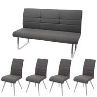 ESSZIMMER-SET Grau 4er-Set - Grau, Textil (180/99/68cm) - MCW