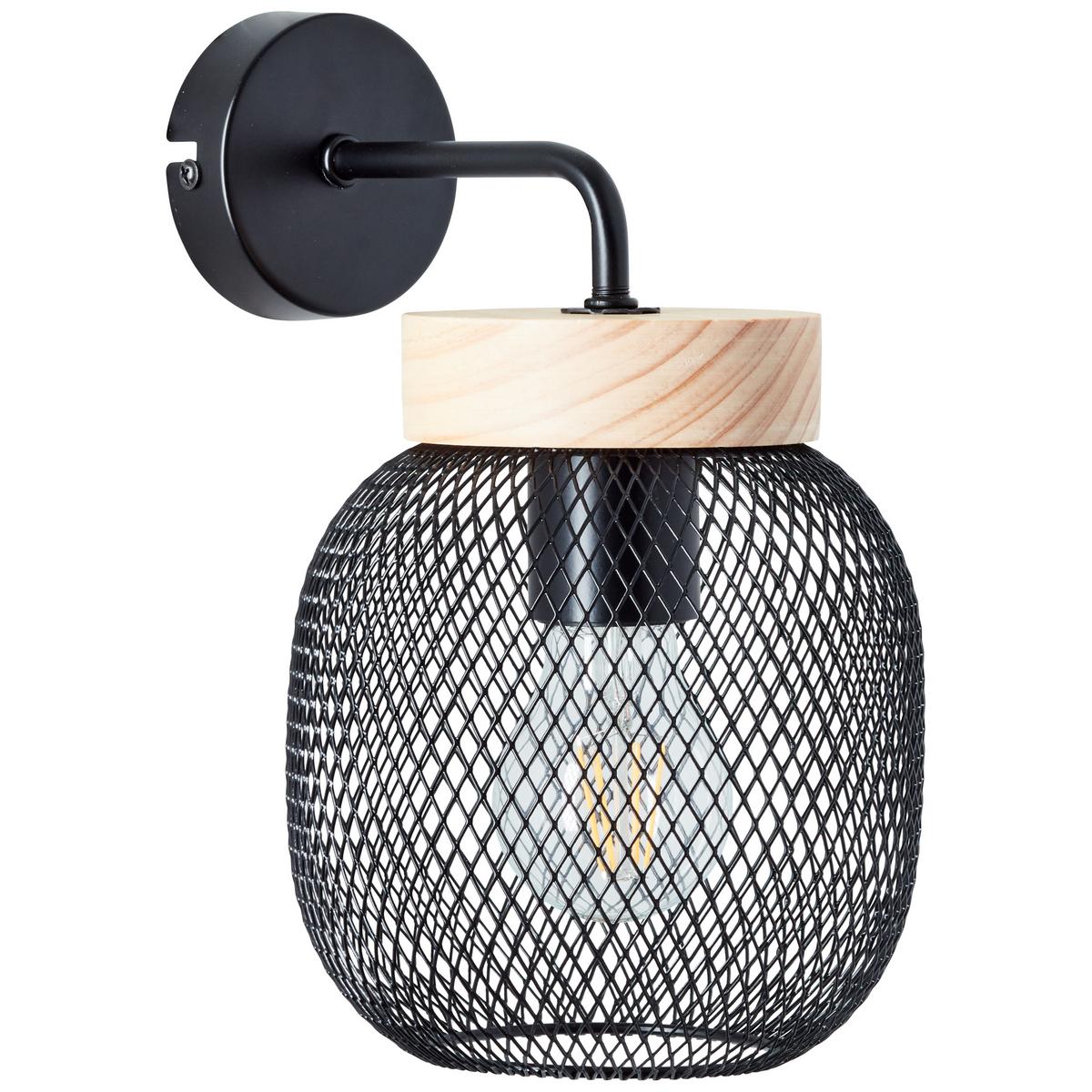 WANDLEUCHTE Giada 99107/76 - Schwarz, Holz (16/26.5/20cm) - Brilliant