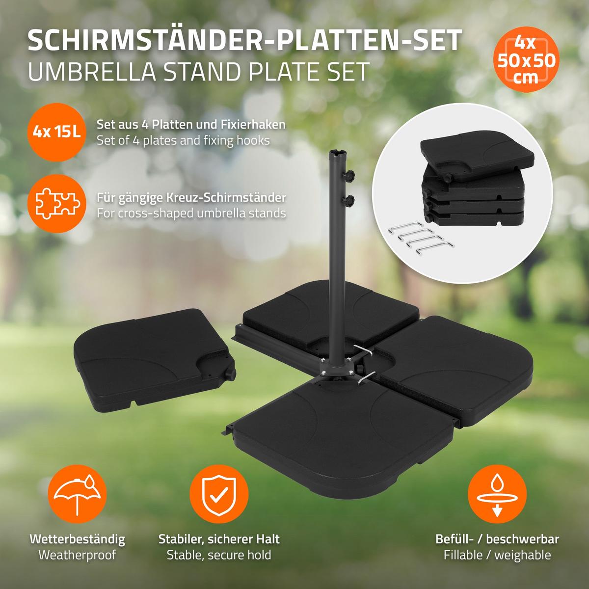 SCHIRMGEWICHT für Ampelschirm 4-teilig Schwarz aus Kunststoff - Schwarz, Kunststoff (105/105cm) - ML-DESIGN