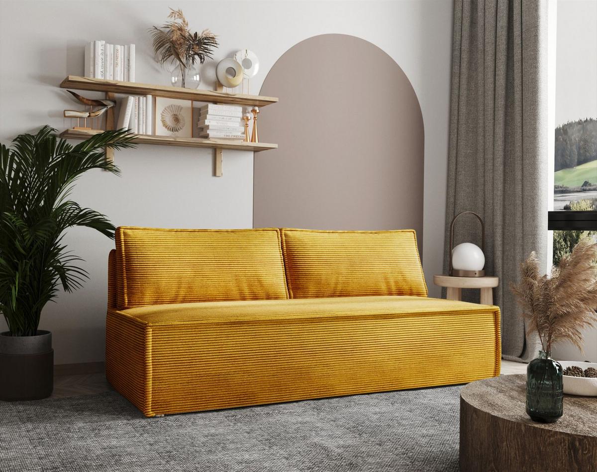 SCHLAFSOFA Amanda In Zoom - Currygelb, Holzwerkstoff/Textil (200/89/100cm) - Fun Möbel