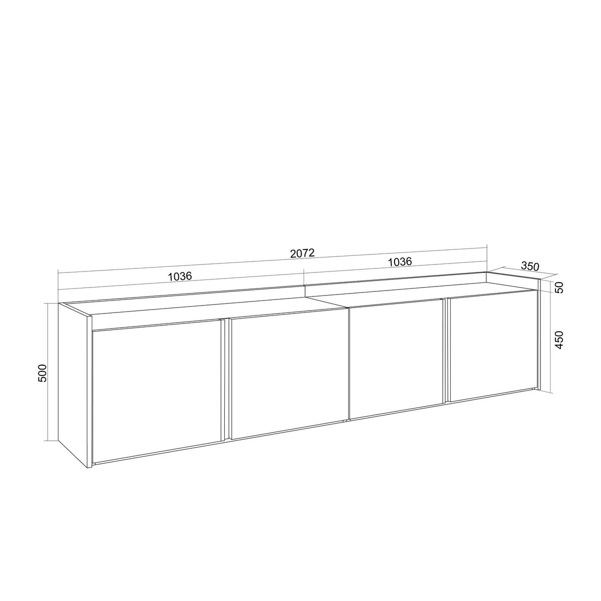 LOWBOARD, Beige, 207/35/50cm - Beige, Holzwerkstoff (207/50/35cm) - Skraut Home
