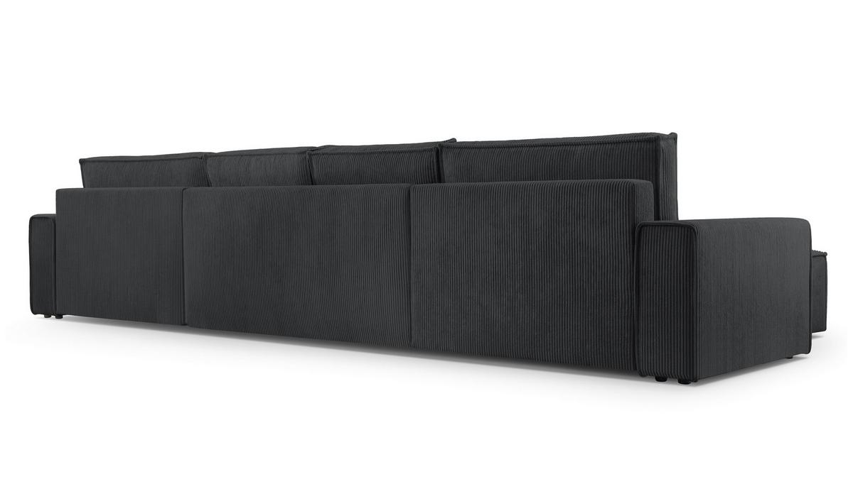 WOHNLANDSCHAFT Cedria Dunkelgrau 389/145/85 cm mit Schlaffunktion - Dunkelgrau/Schwarz, Kunststoff/Textil (389/85/145cm) - AX Living