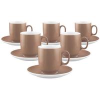 KAFFEEBECHER MIT UNTERTASSEN Sento Home Pure Colors Cocoa Brown 400 ml 6er Set - Hellbraun, Keramik (0.4L) - Seltmann Weiden