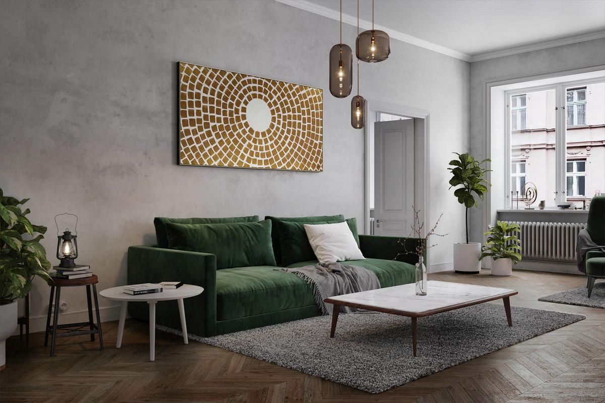 ÖLGEMÄLDE XXL Gold 200/100 cm - Goldfarben/Weiß, Holz/Textil (6.68/100cm) - KUNSTLOFT