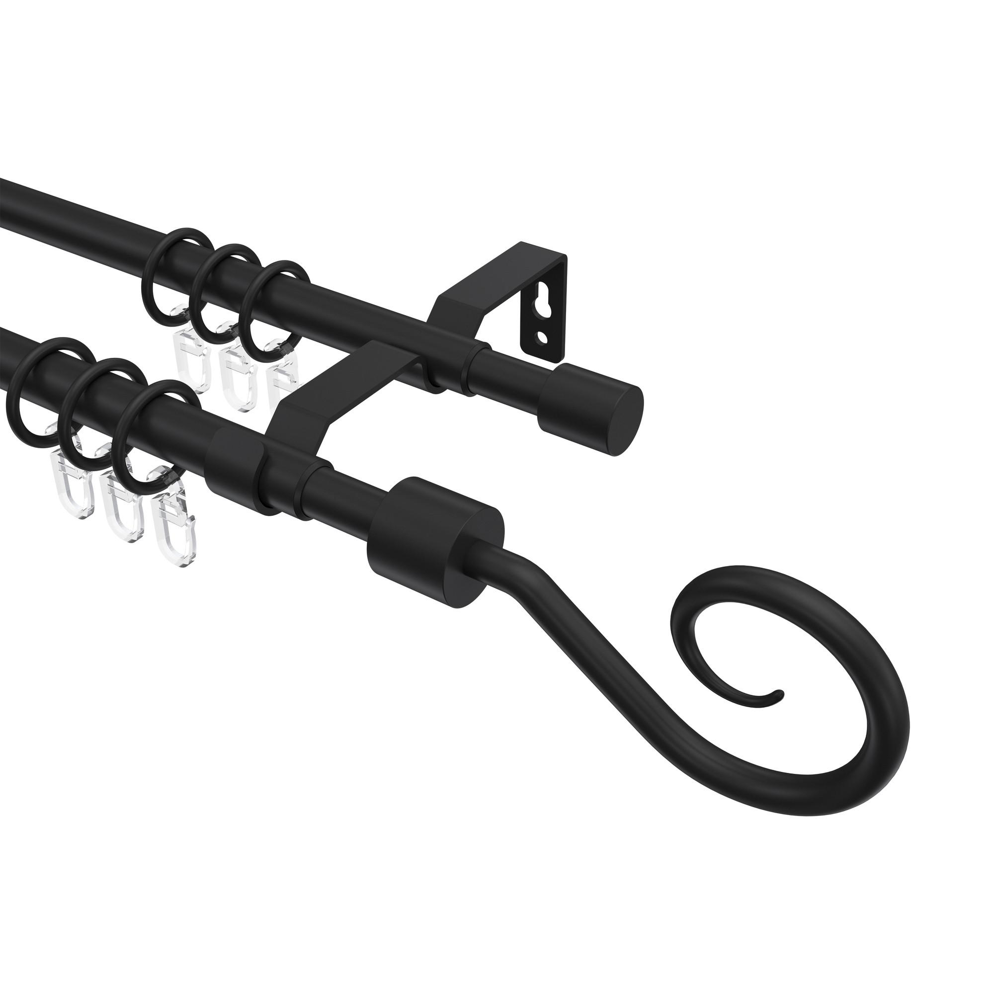 GARDINENSTANGE / TELESKOPSTANGE Hera Helix 130-240 cm, 2-läufig, 16/13 mm Ø Schwarz - Schwarz, Kunststoff/Metall (240cm) - INTERDECO