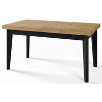 RECHTECKIGER Esszimmertisch SKANDI, ausziehbarer Tisch, Größe: 160-210X90X78 cm, Wohnzimmertisch Farbe: LANCELOT, mit Holzbeinen in Farbe Schwarz - Beige/Schwarz, Holzwerkstoff (160/90/78cm) - Alpi-Möbel