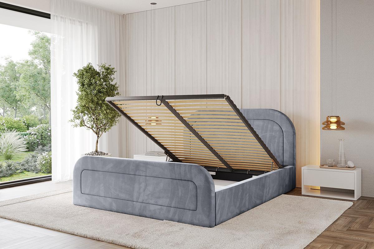 POLSTERBETT mit Bettkasten, Fußteil und Lattenrost, Boxbett mit Matratze H3/H4 - LERAY-Z 120x200 Grau - Grau, Holzwerkstoff/Textil (120/200cm) - ALTDECOR