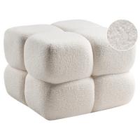 POUF Bouclé Cremeweiß Caliente - Weiß, Textil (60/44/60cm) - Beliani