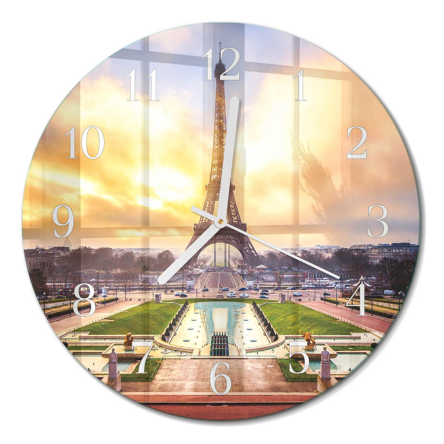 WANDUHR aus Glas Ø30 cm - Eiffelturm - Multicolor, Glas (30/30/0.4cm) - TULUP
