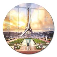 WANDUHR aus Glas Ø30 cm - Eiffelturm - Multicolor, Glas (30/30/0.4cm) - TULUP