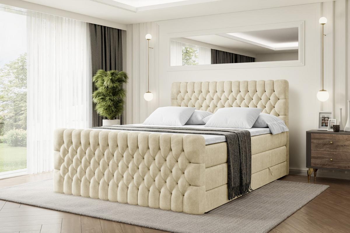 BOXSPRINGBETT SERENE-Z KING - 140 x 200 - H3/H4 - Beige - Beige, Holzwerkstoff (140/200cm) - ALTDECOR