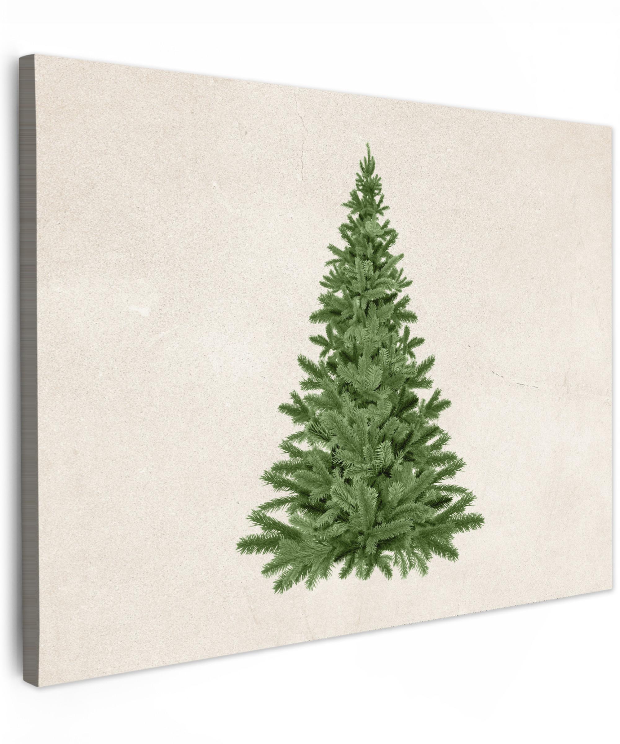 LEINWANDBILD Weihnachtsbaum - Grün - Weihnachten - Feiertage Wandbild 40x30 cm - Olivgrün, Textil (40/30cm) - MuchoWow