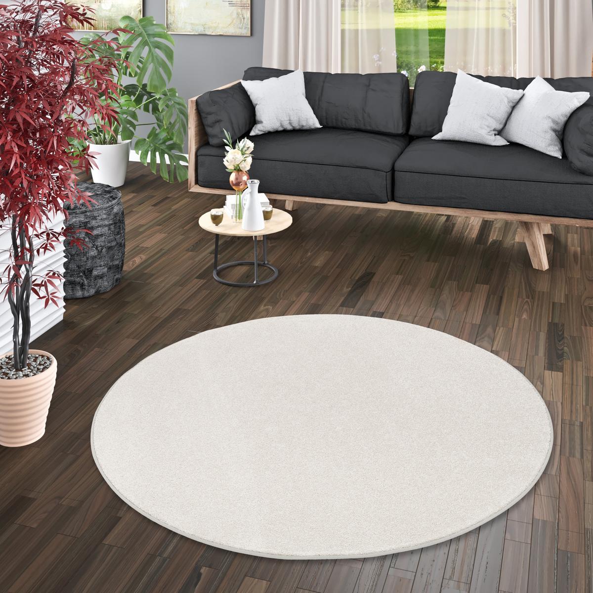 HOCHFLOR VELOURS TEPPICH LUNA RUND - Hellgrau, Textil (133/133cm) - Snapstyle