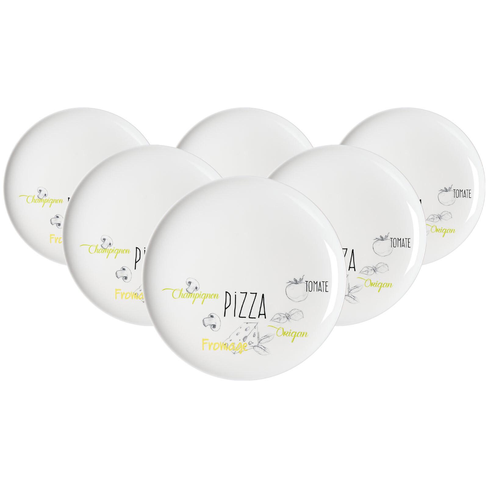 PIZZATELLER Alberto weiß-bunt ø 32 cm 6er Set - Multicolor/Weiß, Glas (32cm) - Ritzenhoff Breker