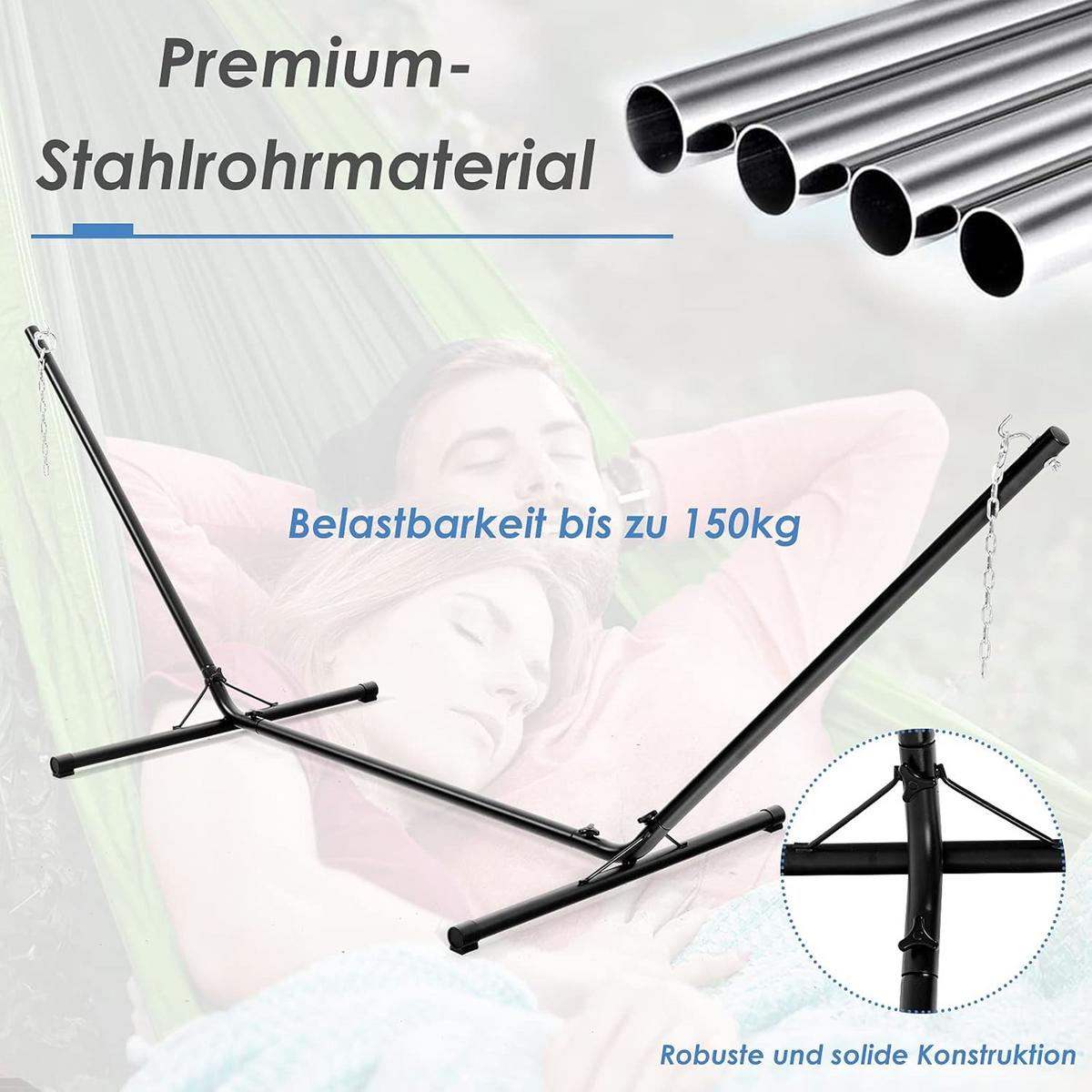 HÄNGEMATTENGESTELL Schwarz - Schwarz, Metall (100/325/106cm) - COSTWAY