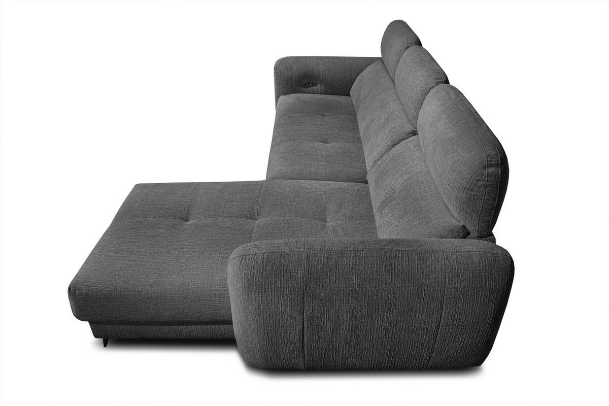 ECKSOFA SVEN 3-Sitzer, 1 Relax XL, verstellbare Kopfstützen, dunkelgrau - Anthrazit/Schwarz, Holzwerkstoff/Textil (256/163cm) - Wozimo