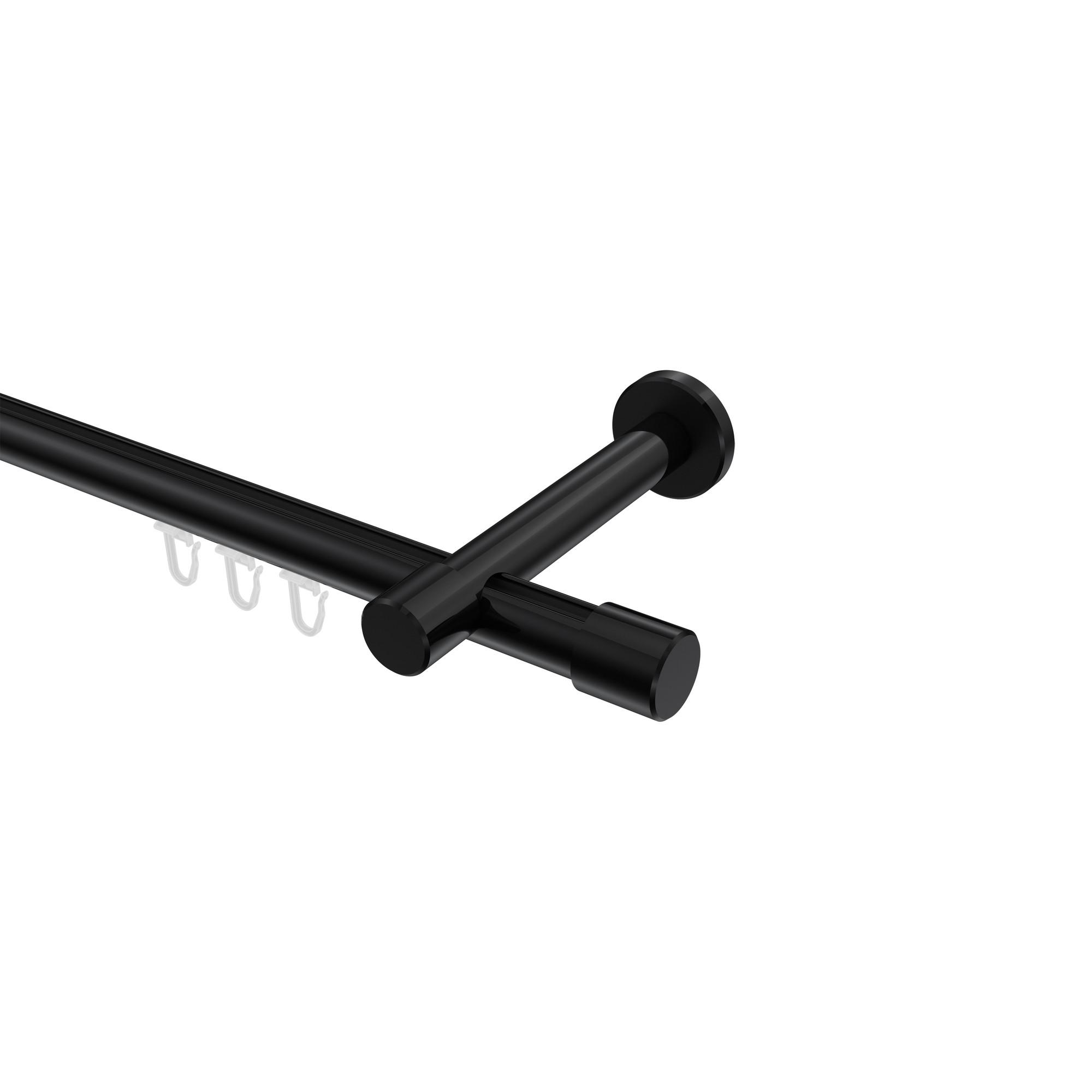 GARDINENSTANGE INNENLAUF Prestige Santo 160 cm, 1-läufig, 20 mm Ø Schwarz - Schwarz, Metall (160cm) - INTERDECO
