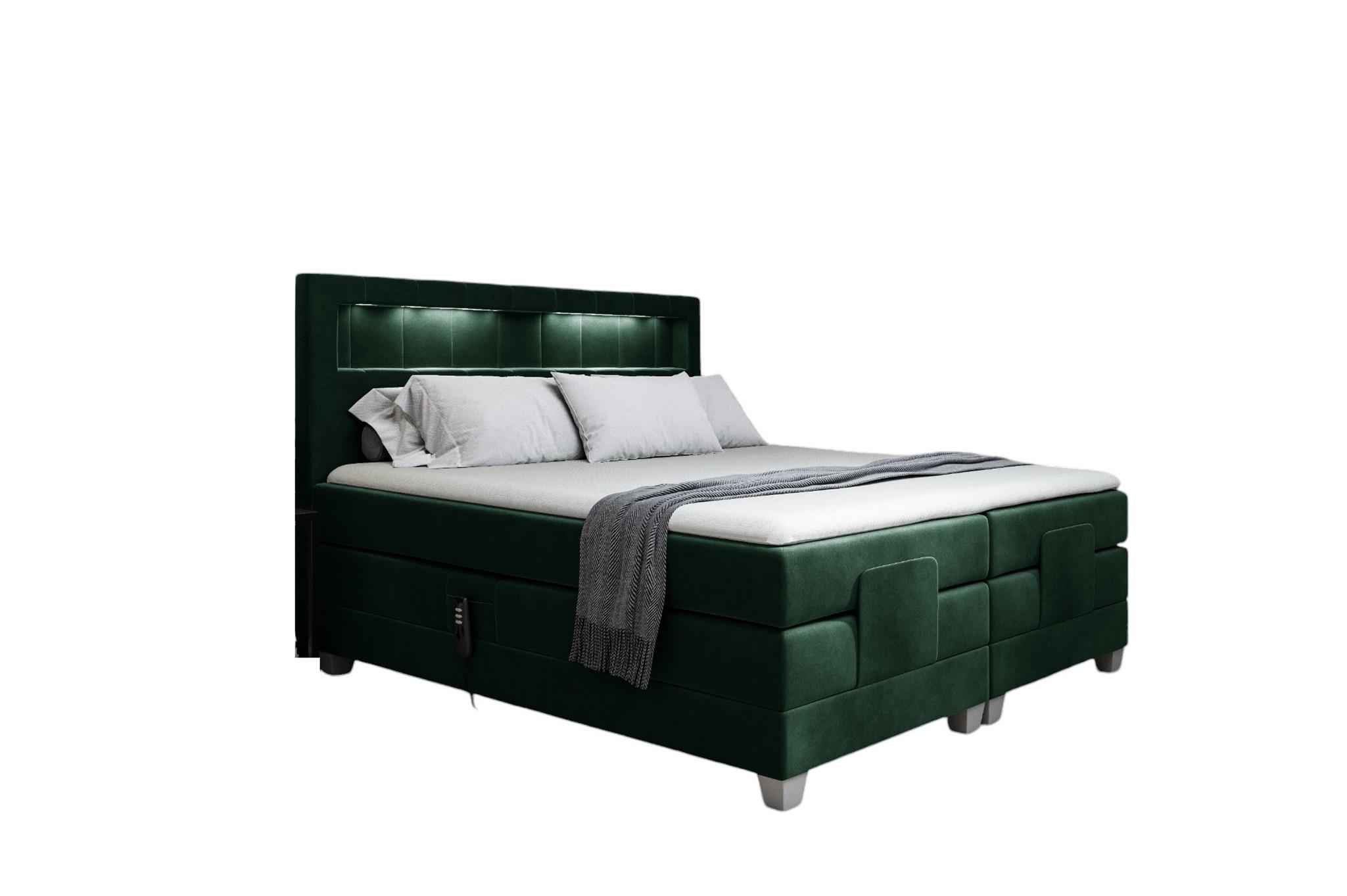 BOXSPRINGBETT Elektrisch Davide - Grün, Holzwerkstoff/Textil (200/200cm) - Fun Möbel