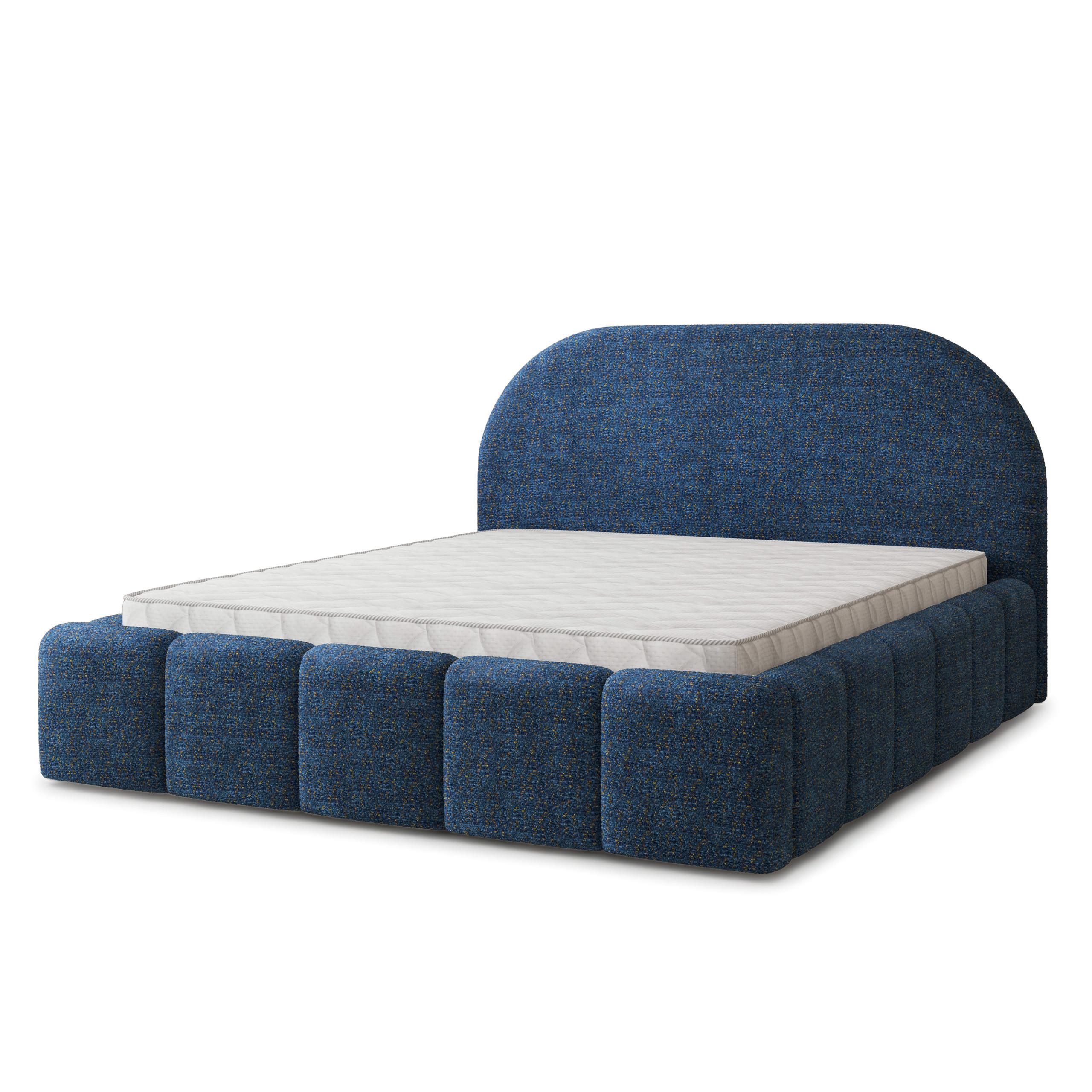 POLSTERBETT FLUSSO 200x200 cm mit Bettkästen - Blau - Blau, Holz (200/200cm) - MASSENO