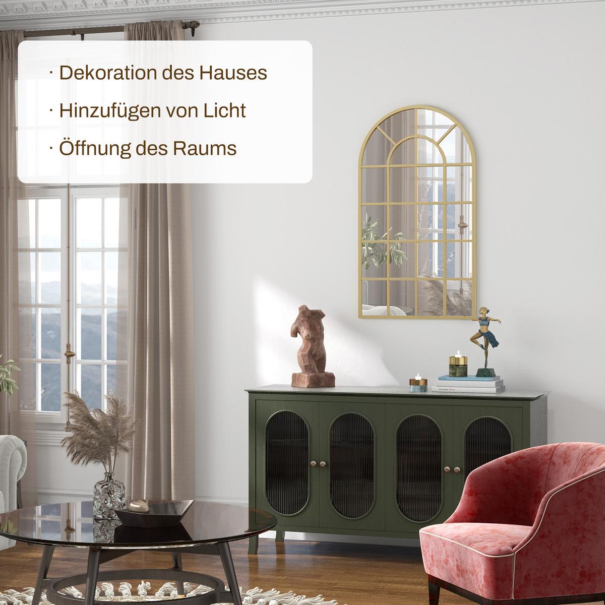 WANDSPIEGEL Garderobenspiegel 110 x 65cm Flurspiegel mit Metallrahmen - Goldfarben, Glas (65/2.5/110cm) - HOMCOM