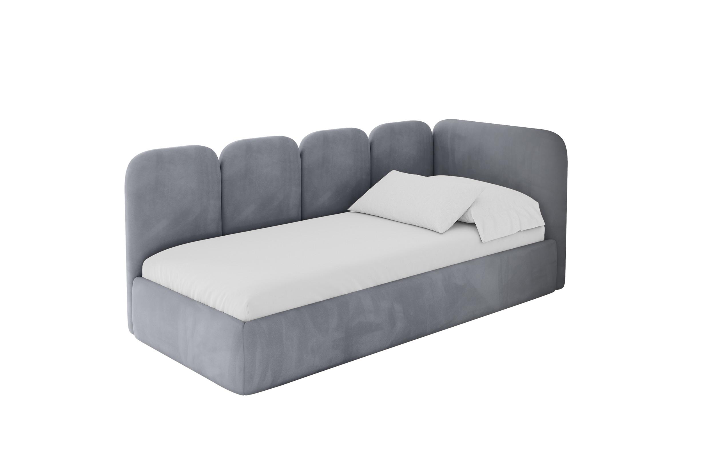 EINZELLBETT Jugendbett mit Bettkasten, Links - VELY 100x200 Grau - Grau, Holzwerkstoff/Textil (100/200cm) - ALTDECOR