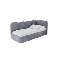 EINZELLBETT Jugendbett mit Bettkasten und Matratze H3/H4, Links - VELY 80x200 Grau - Grau, Holzwerkstoff/Textil (80/200cm) - ALTDECOR