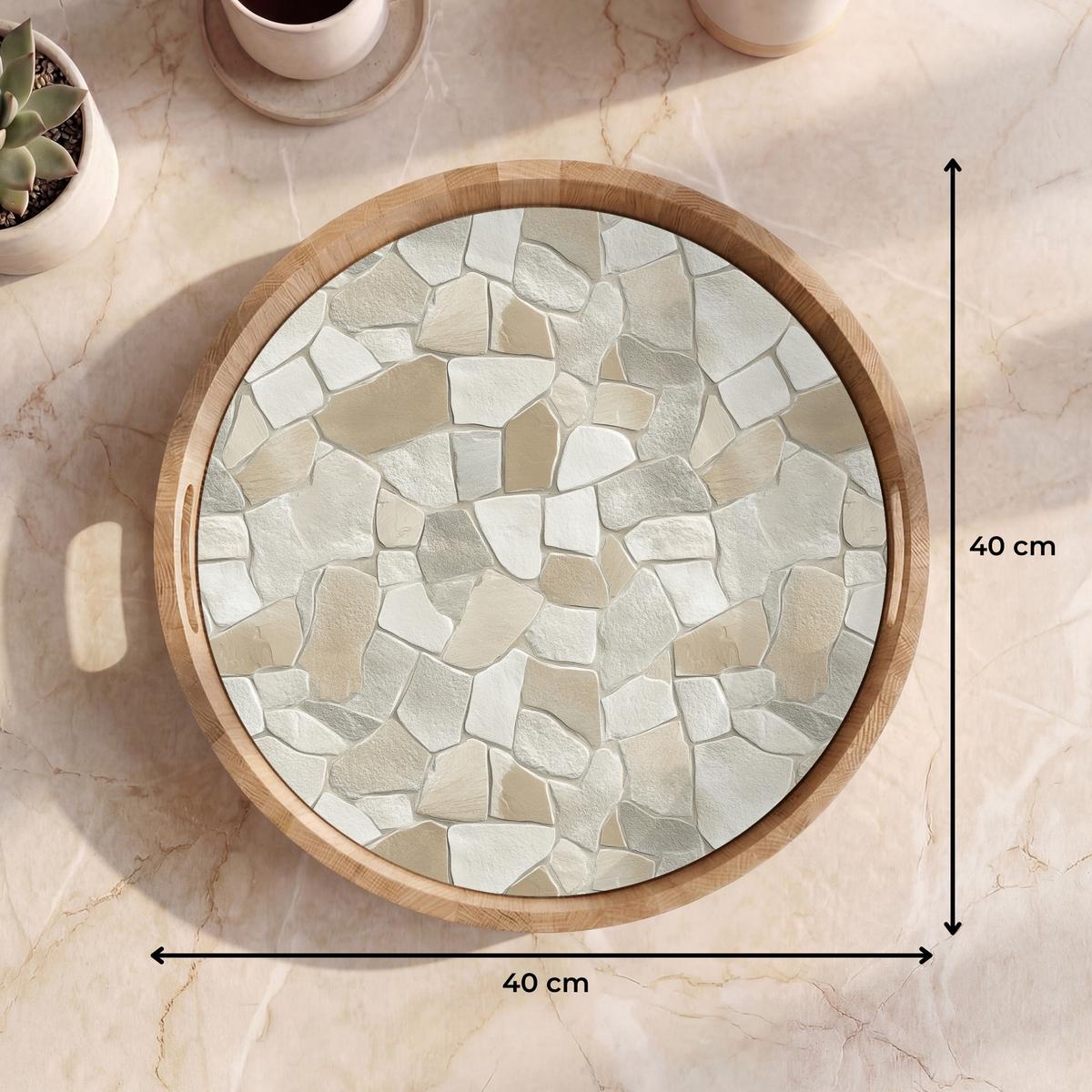 TABLETT Mosaik - Steine - Beige 40x40 cm - Beige, Holz (40/5/5cm) - OnlyWow