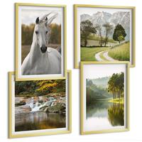 BILDER SET 4er Set - 50x50 cm & 40x60 cm Goldrahmen - Natur des Flusses White Horses - Goldfarben, Kunststoff (50/50cm) - TULUP