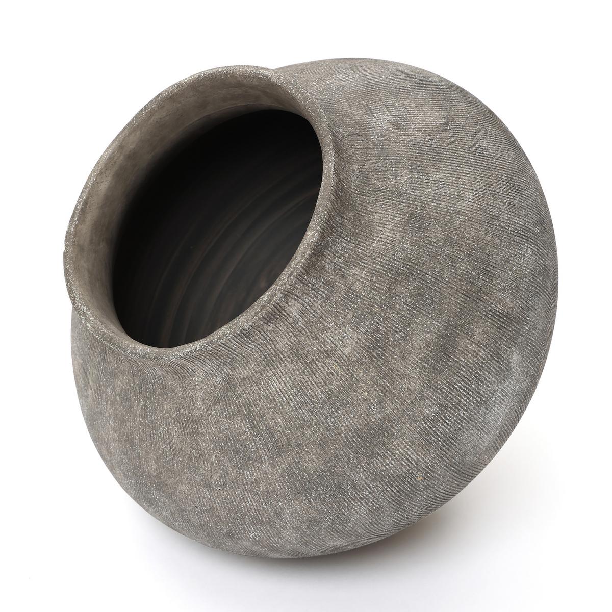 KERAMIKVASE rund, in Erdtönen, H 23,5 cm - Grau, Keramik (23.5cm) - Hometopia