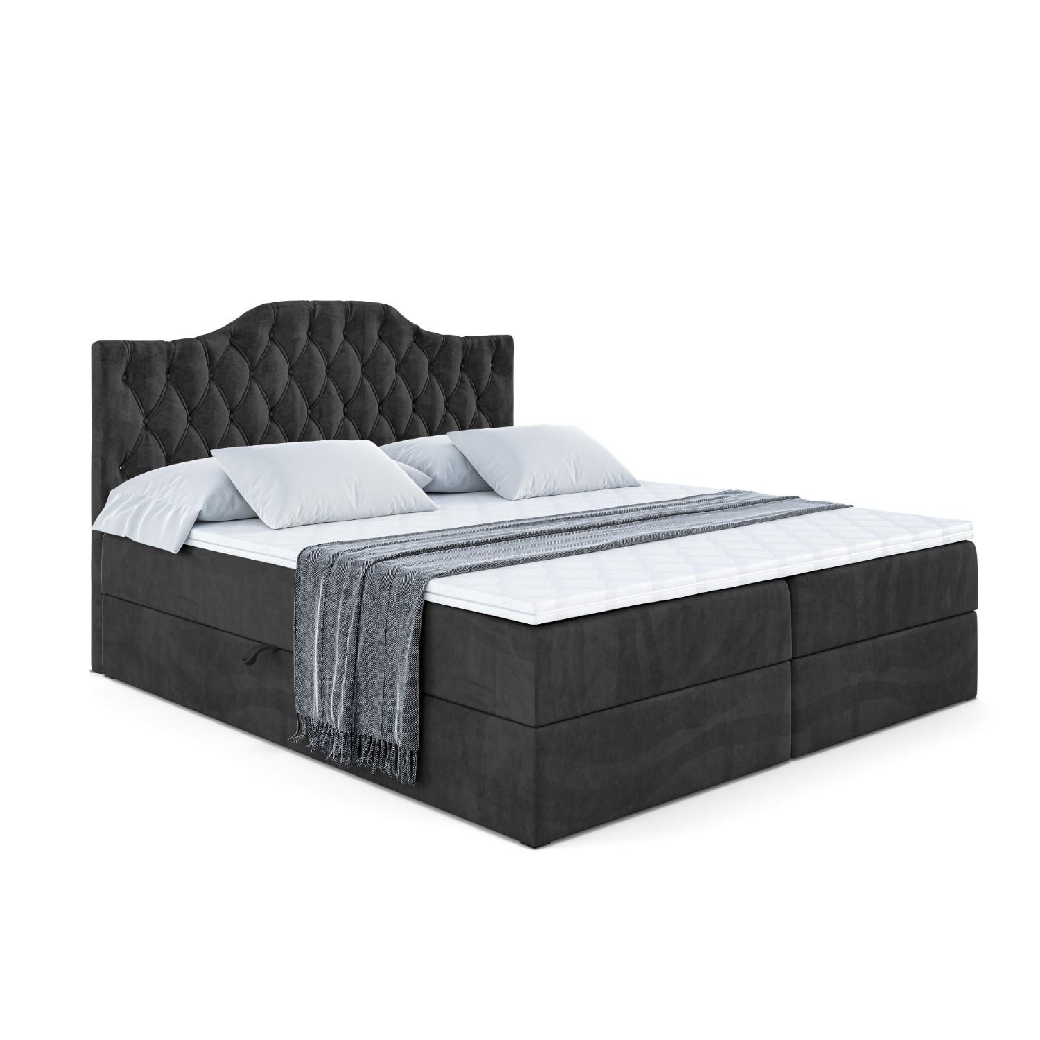 BOXBETT mit Matratze H3 und Lattenrost - VILA-1 - 180x200 cm Schwarz - Schwarz, Holzwerkstoff (180/200cm) - ALTDECOR