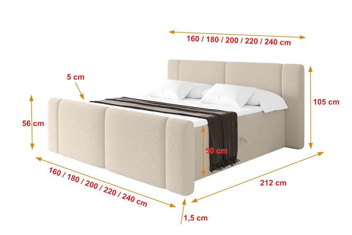 BOXBETT mit Matratze H3 - EVON Zanozek - 180x200 cm Dunkelbeige - Cappuccino, Holzwerkstoff (180/200cm) - ALTDECOR