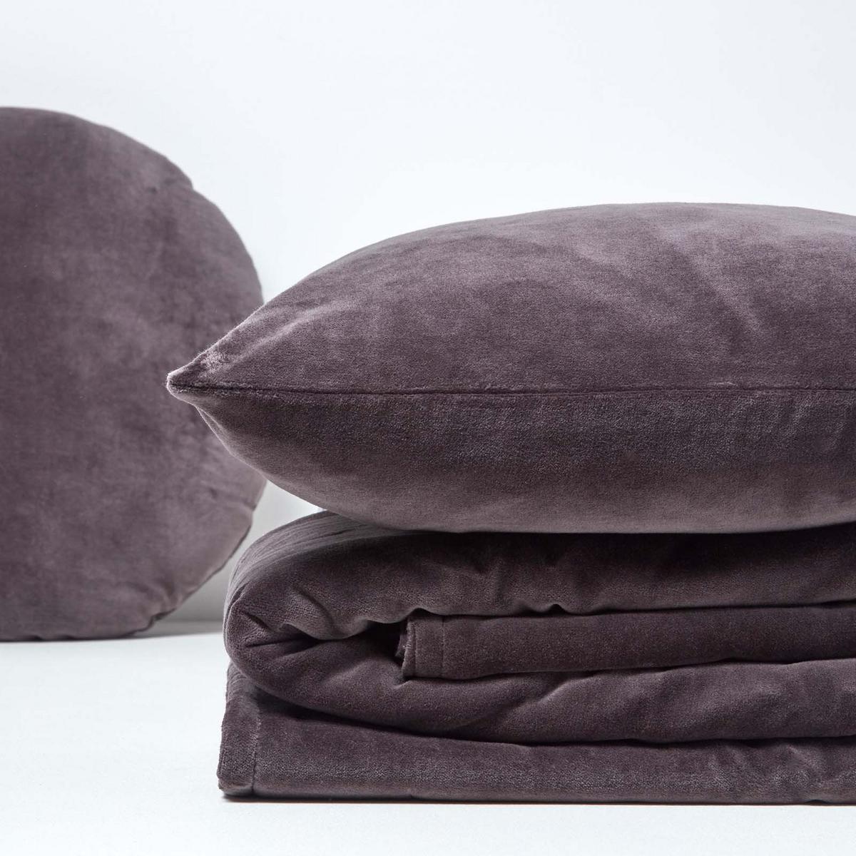 SAMT-KUSCHELDECKE 120/150 cm, Baumwolle wattiert - Dunkelgrau, Textil (125/150cm) - Homescapes