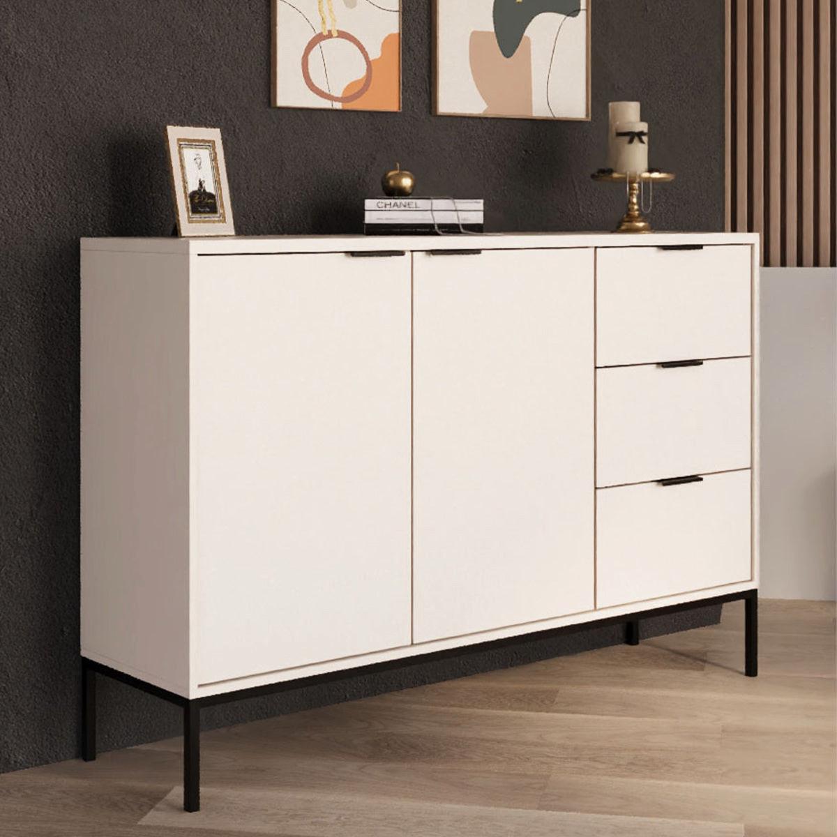 SIDEBOARD Seattle Weiß und Schwarz - Weiß, Holzwerkstoff (150/100.4/40cm) - Petits-meubles