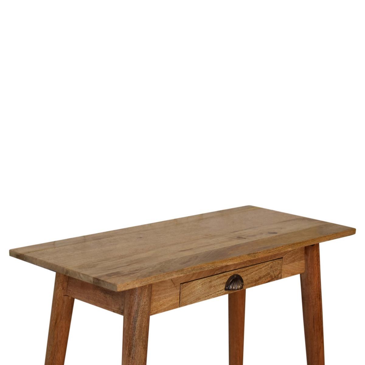 SCHREIBTISCH in Eichen-Finish, 1 Schublade, Nordische Beine, Beige - Messingfarben/Braun, Holz/Metall (35/80/77cm) - Artisan Furniture