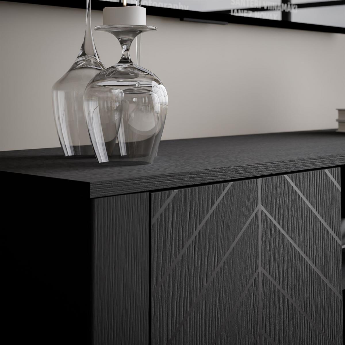 TV-SCHRANK LUMI 135 cm, Schwarz - Schwarz, Holzwerkstoff (135/57/41cm) - Lookway