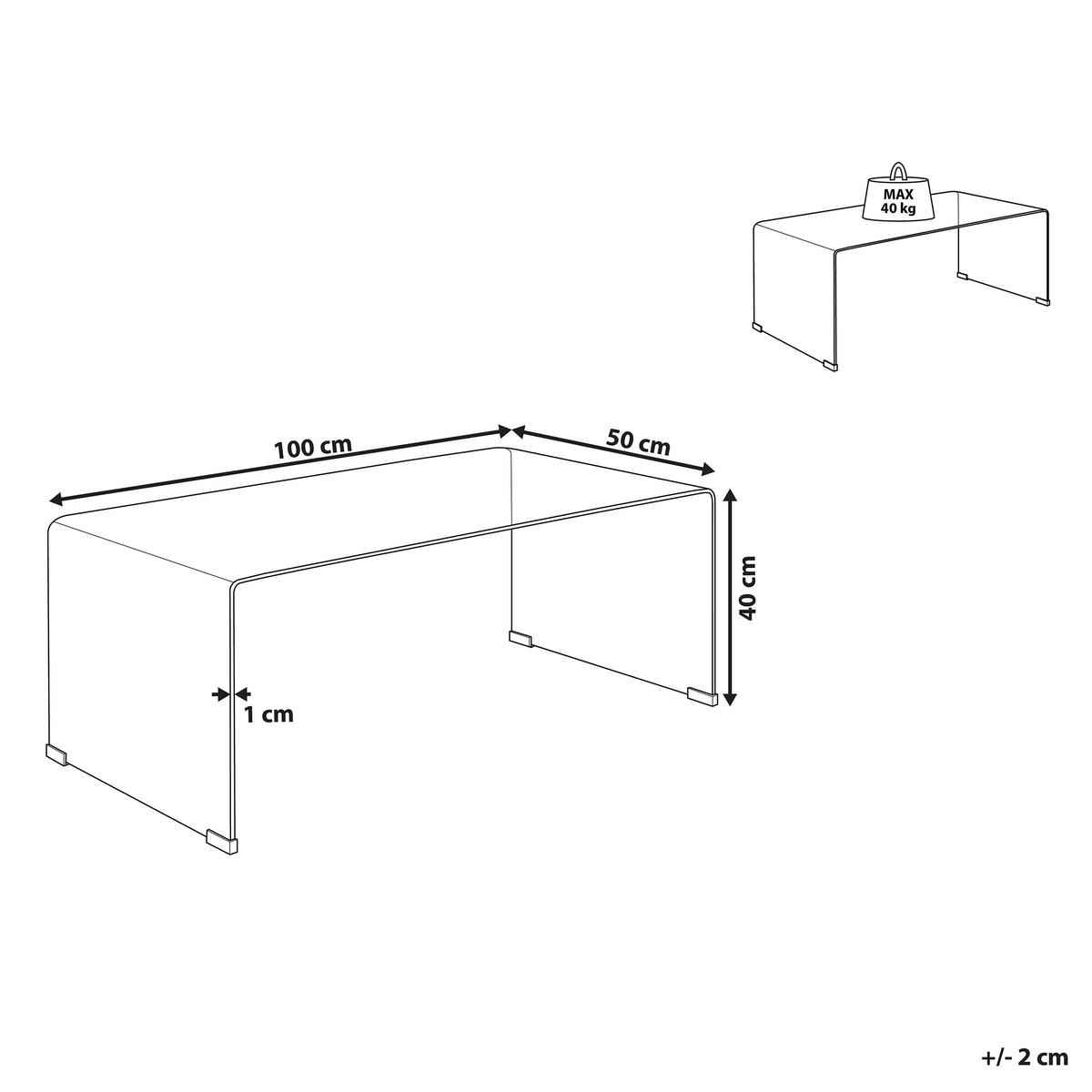 COUCHTISCH Sicherheitsglas Blau Kendall - Blau, Glas (100/50/40cm) - Beliani