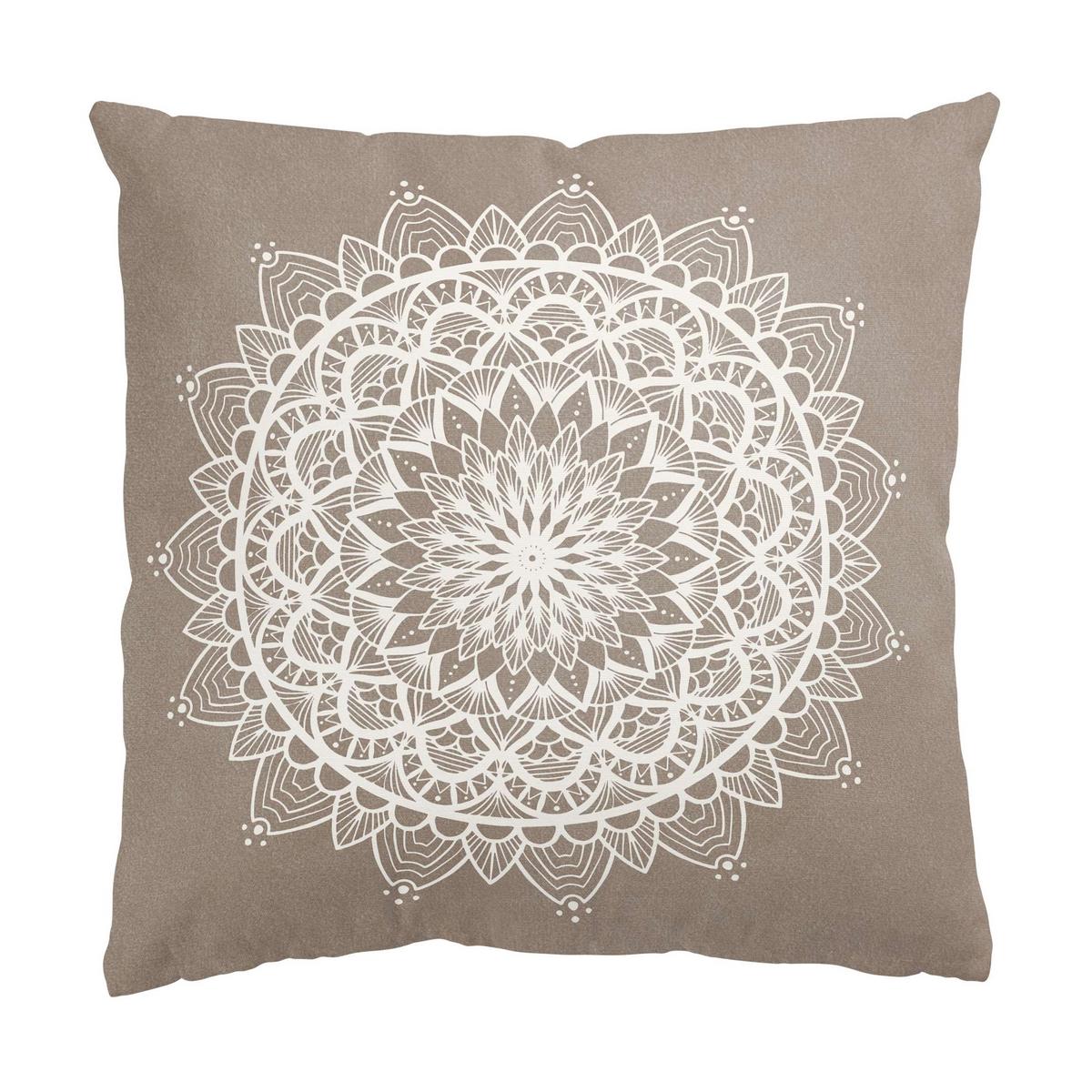 DEKOKISSEN 2er-Set Mandala Illustration shabby Set beige weiß 40/40 cm - Weiß, Textil (40/40cm) - Bilderwelten