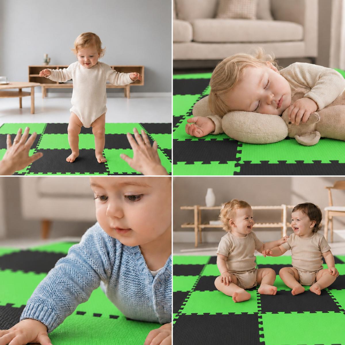 SPIELMATTE ab Null - 180/90 cm Puzzlematte Schwarz - Multicolor, Kunststoff (30/30cm) - Littletom