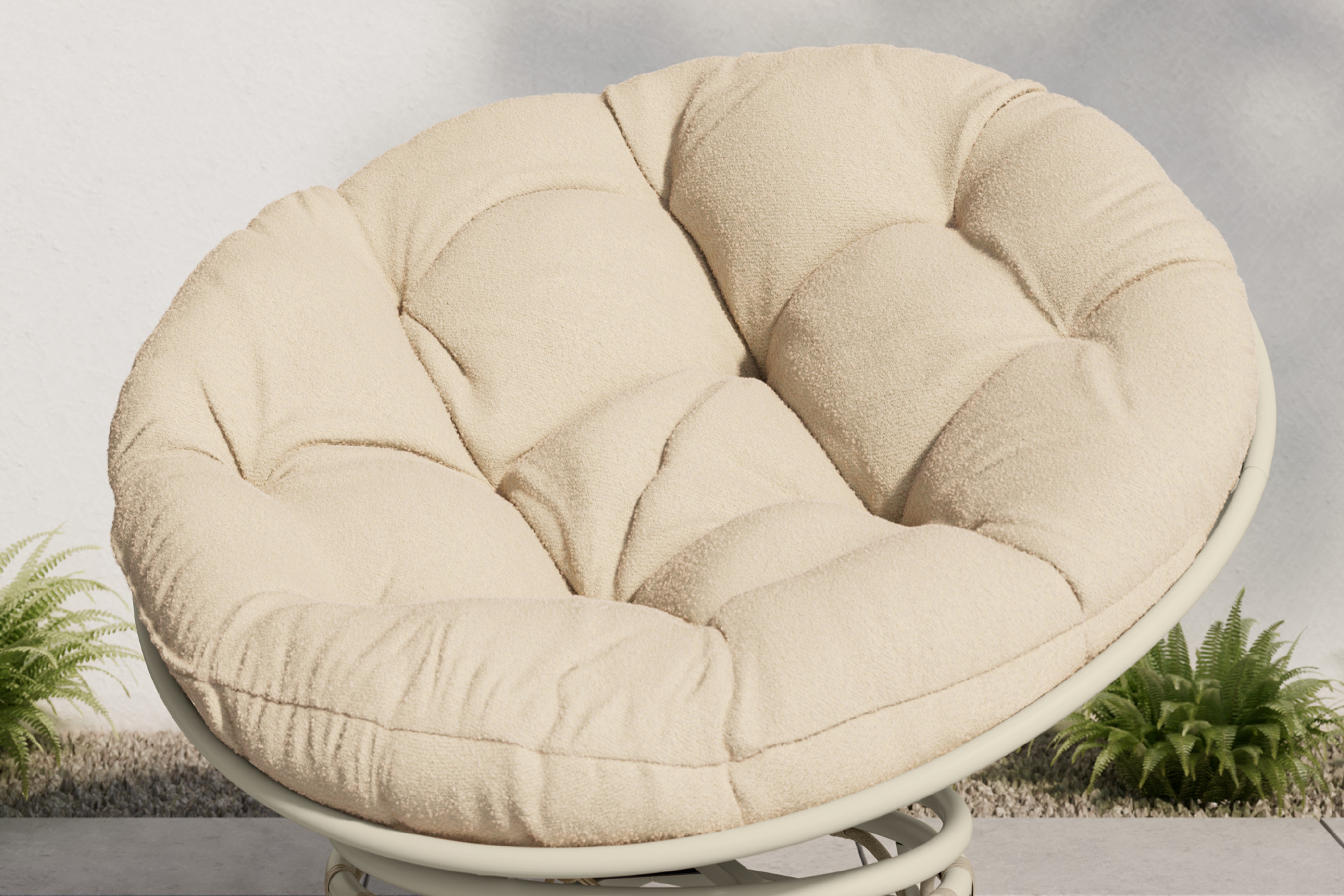 Garten-Relaxsessel Beige inkl. Kissen Bezug Webstoff  Korbsessel Wippfunktion bewegliche Sitzfläche 