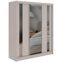 SCHWEBETÜRENSCHRANK mit Schubladen 180 - GRECJA - Kaschmir mit Spiegel - Kaschmir/Alufarben, Holzwerkstoff/Metall (180/216/61cm) - MKS
