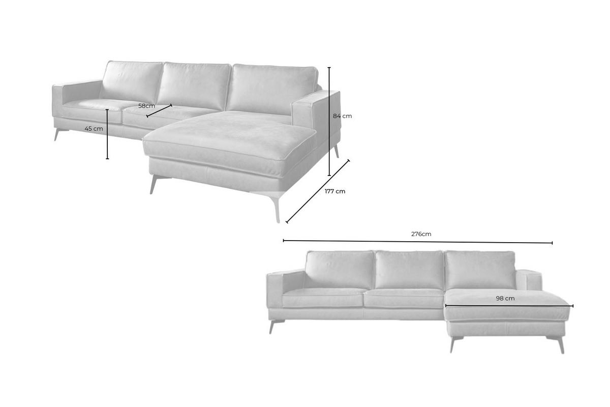 ECKSOFA BLOOM Dunkelbraun Leder - Dunkelbraun/Schwarz, Leder/Metall (276/177cm) - KAWOLA
