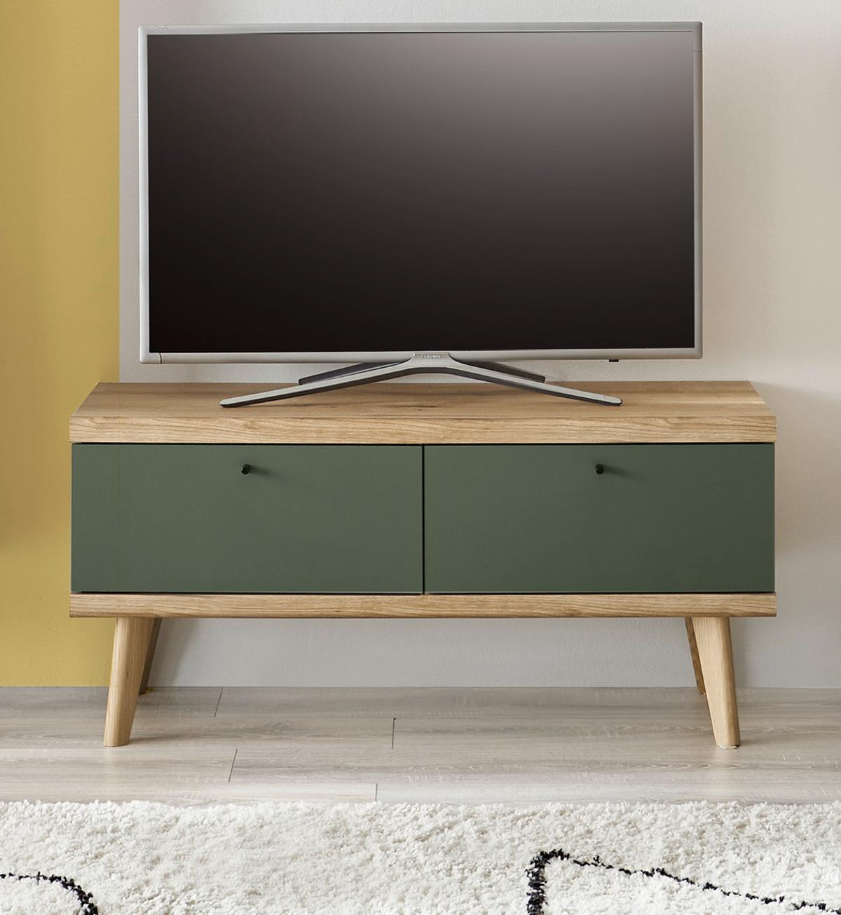 TV-LOWBOARD Salbei, Eiche Evoke, skandinavisch 107 cm, TV Unterschrank mit Stauraum - Dunkelgrün/Salbeigrün, Holz/Holzwerkstoff (107/50/40cm) - Furn.Design