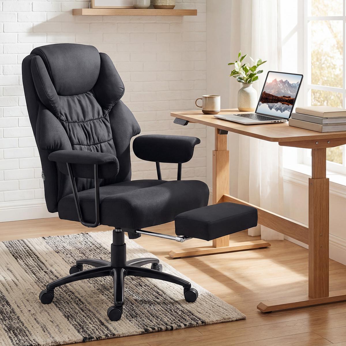 BÜROSTUHL mit Massagefunktion Schwarz - Schwarz, Textil (72/122.5/77cm) - HOMCOM