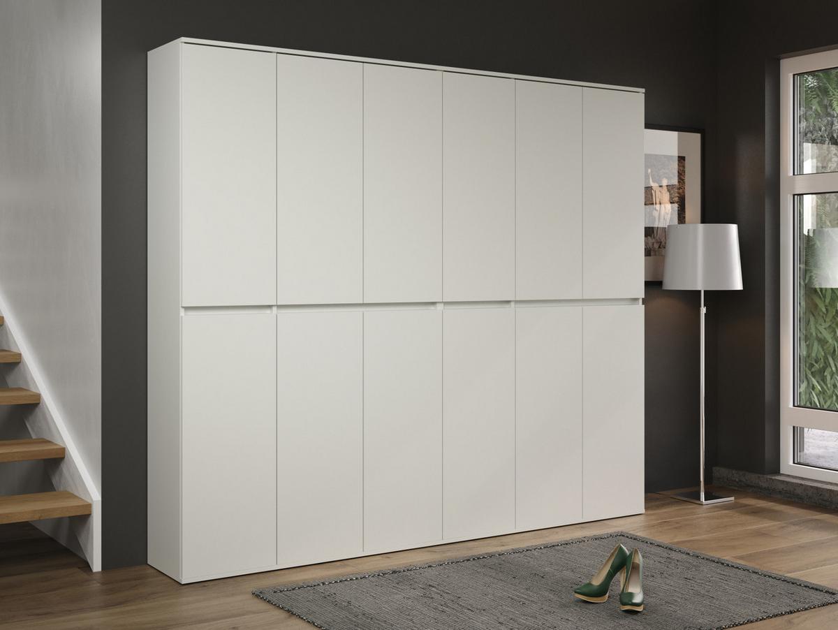 GARDEROBENSCHRANK weiß 111 x 191 cm, Schuhschrank 6-türig - Schwarz/Weiß, Holzwerkstoff/Kunststoff (111/191/34cm) - Top.Furn