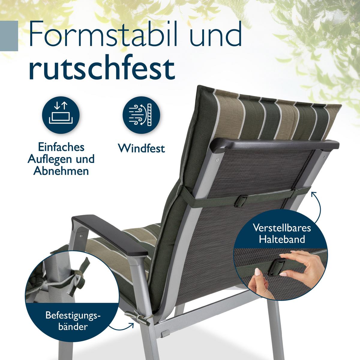 NIEDERLEHNER Sun-NL 105x50x8cm Grün-Gestreift (5tlg) - Grün, Textil (50/100cm) - Beautissu 
