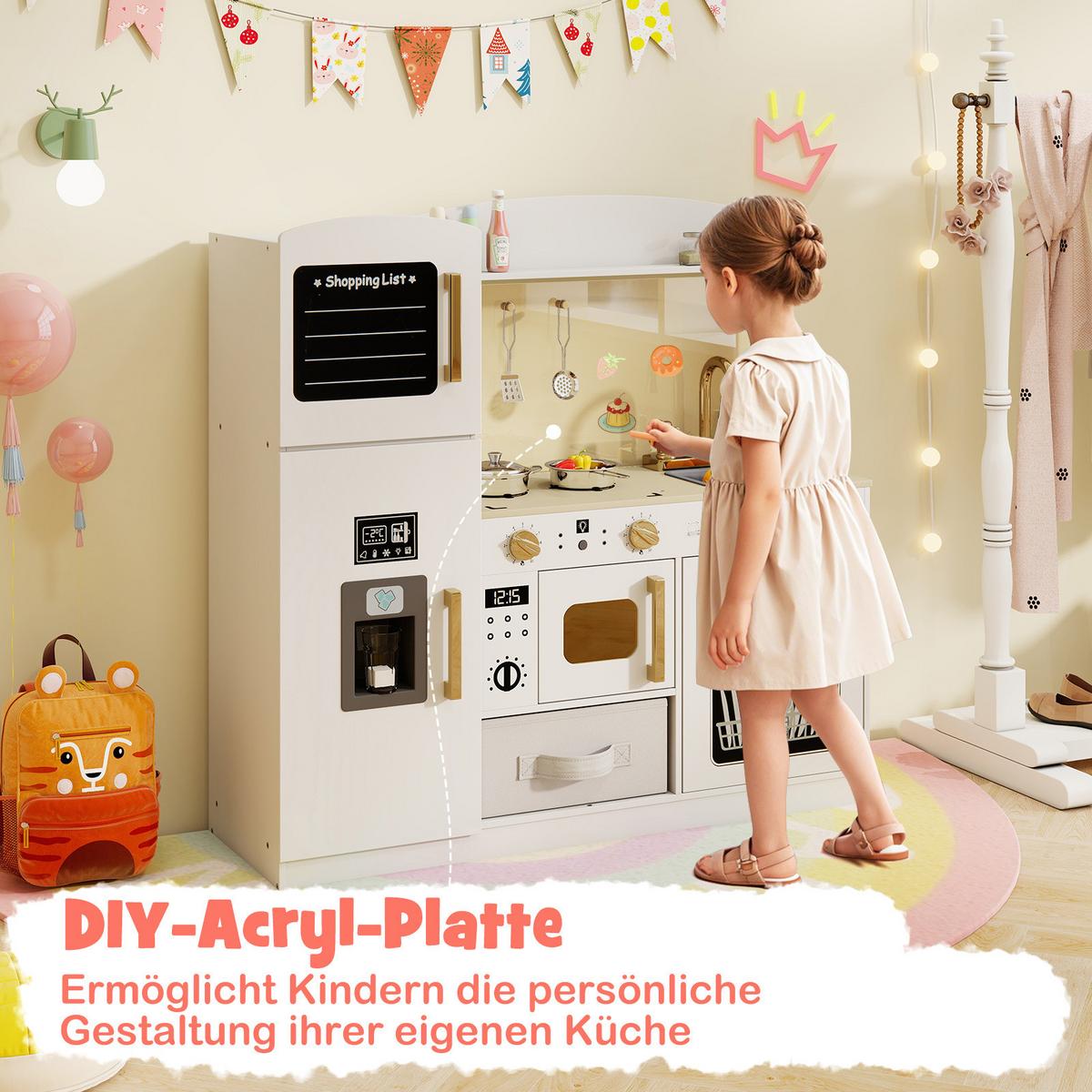 SPIELKÜCHE Weiß - Weiß, Holzwerkstoff (86/83/27cm) - COSTWAY