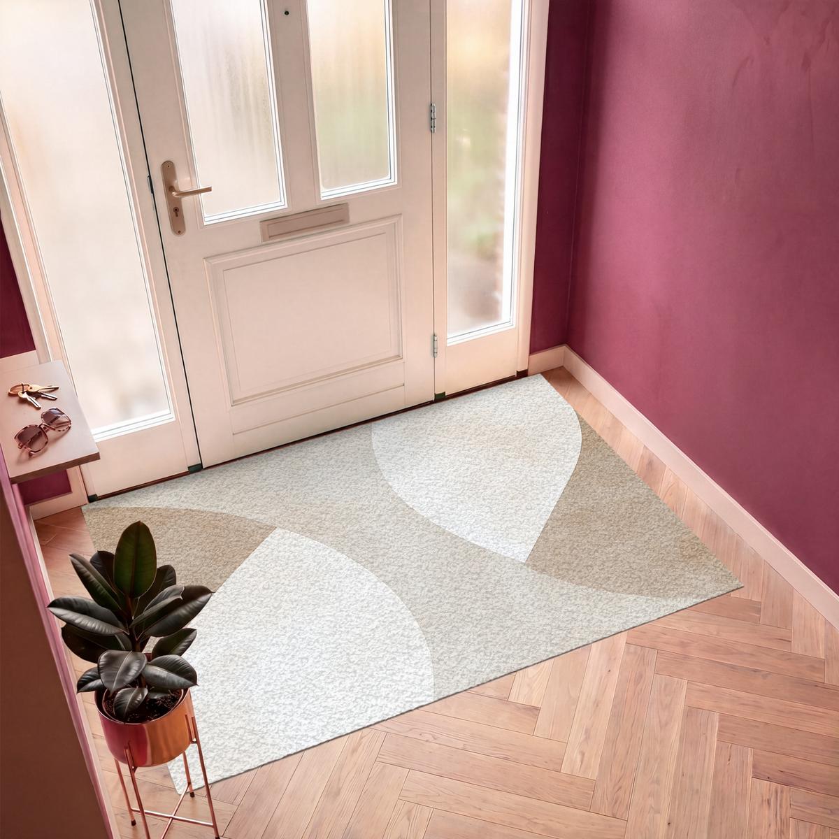 FUSSMATTE Braun - Japandi - Abstrakt Schmutzfangmatte 180x120 cm - Beige, Kunststoff (180/0.4cm) - MuchoWow
