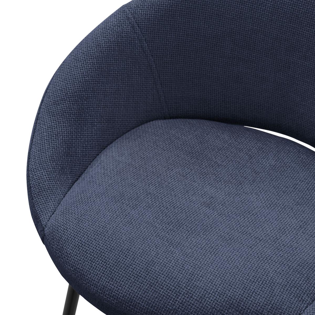 BARHOCKER 2er Set Dunkelblau mit Stoffbezug - Schwarz/Dunkelblau, Metall (56/94/50cm) - ML-DESIGN