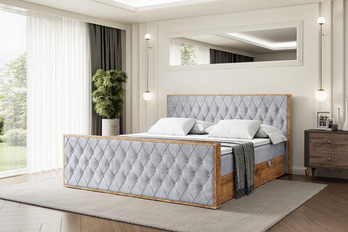 BOXBETT mit Matratze H3 und Lattenrost - LOLLI5-Z - 180x200 - Grau Monolith - Grau, Holzwerkstoff (180/200cm) - ALTDECOR